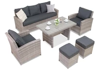Parma Apetito 5 szürke kerti bútorkészlet Garden Point puffokkal