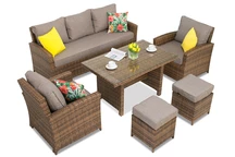 Rattan kerti bútor Parma Apetito 5 barna Garden Point puffokkal