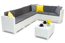 Fehér rattan sarok Colorado Corner 6 Bica asztallal
