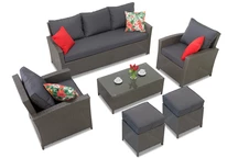 Parma Coffee 5 tech rattan kerti szett antracit Garden Point puffokkal