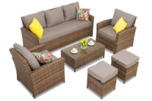 Parma Coffee 5 tech rattan kerti szett barna Garden Point puffokkal