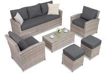 Rattan bútor Parma Coffee 5 szürke, Garden Point puffokkal