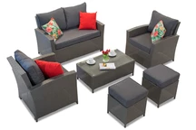Rattan kerti bútor Parma Coffee 4 antracit Garden Point puffokkal