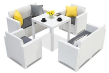Rattan készlet asztallal Dallas Nebraska 6 fehér Bica