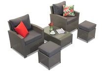 Rattan nappali bútor Parma Terrace antracit Garden Point puffokkal