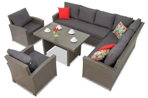 Rattan szett Parma Comida 7 antracit Garden Point sarokkal