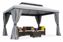 Szürke kerti pavilon függönyökkel Valencia 3x4m Garden Point