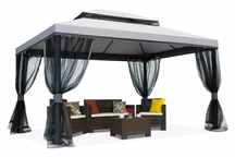 Szürke kerti pavilon szúnyoghálóval Valencia 3x4 m Garden Point