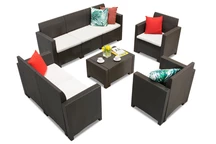 Tech rattan készlet asztallal Nebraska Coffee 7 barna Bica