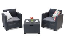 Techn rattan szett Nebraska Terrace Box 2 antracit, Bica ládával