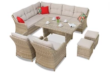 Technorattan készlet Toledo Comida 7 z pufami bézs Garden Point