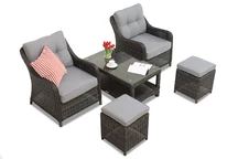 Technorattan szett Toledo Terrace antracit puffokkal Garden Point