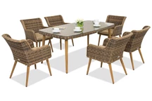 Garden Point Kordoba technorattan kerti bútor 6 személyre barna színben