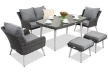 Kerti bútor Bilbao Apetito 4 + 2 puff Garden Point antracit