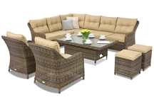 Kerti bútor technorattan Toledo Apetito 7 Lift + 2 puffal Garden Point barna