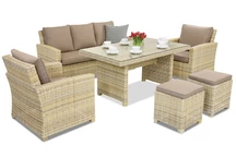 Rattan kerti bútor Bristol Apetito 5 + Garden Point bézs puffok