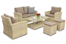 Rattan kerti bútor Bristol Coffee 4 + 2 Garden Point bézs puffok