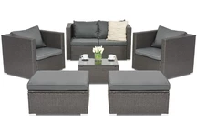 Technorattan kerti bútor Roma Coffee 4 + 2 puffok Garden Point antracit