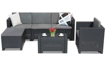 Technorattan nappali bútorkészlet Colorado Relax Corner 5 antracit Bica