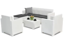 Technrattan nappali bútorkészlet Nebraska Relax Corner 6 fehér Bica