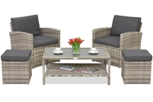 Kerti bútor Monaco Terrace + 2 puff Garden Point világosszürke