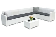 Techn rattan sarok Nebraska Corner Max 7 asztali fehér Bicával