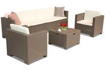 Techno rattan készlet kiterjesztett kanapéval Colorado Coffee Box Max 6 cappuccino Bica
