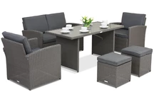 Kerti bútor Monaco Apetito 4 + 2 puff Garden Point antracit