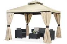 Krém színű kerti pavilon függönyökkel Valencia 3x3m Garden Point