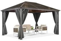 Pavilon Milos 3x4m függönyökkel Garden Point szürke