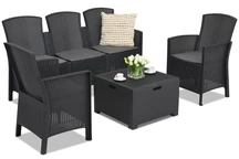 Polirattan bútorkészlet 3 személyes kanapéval Lido Coffee Box 5 antracit Bica mellkassal