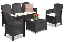 Polirattan bútorkészlet 3 személyes kanapéval Lido Coffee Box 5 barna Bica mellkassal
