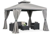Szürke kerti pavilon függönyökkel Valencia 3x3m Garden Point