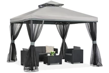 Szürke kerti pavilon szúnyoghálóval Valencia 3x3 m Garden Point