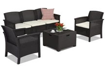 Technorattan bútorgarnitúra háromszemélyes kanapéval Venezia Coffee Box 5 barna Bica