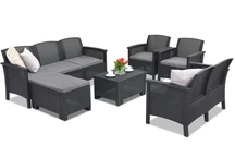 Technorattan pihenőbútor garnitúra Venezia Relax Corner 8 antracit Bica