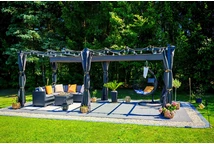 Barbados terasz pergola 3x6 m Garden Point függönyökkel antracit színben