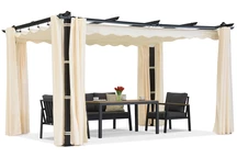 Barbados terasz pergola 3x4 m Garden Point függönyökkel bézs színben
