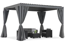 Lagos 3x4 terasz pergola Garden Point függönyökkel antracit színben