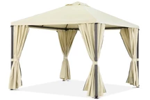 Madrid bézsszínű kerti pavilon függönyökkel 3 x 3 m, Garden Point 