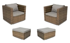 Rattan kerti bútor Roma Terrace + 2 Garden Point barna puff (1)