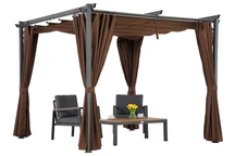 Barna La Palma 3x3m terasz pergola Garden Point függönyökkel