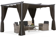 Barna La Palma 4x4m terasz pergola Garden Point függönyökkel