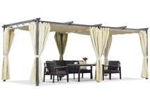 Bézs színű terasz pergola függönyökkel La Palma 3x6 Garden Point