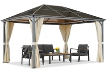 Milos 3x4m kerti pavilon krémszínű függönyökkel Garden Point