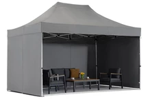 Antracit Manta kerti pavilon Garden Point függönnyel