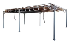 Antracit Paros 3x6m terasz pergola Garden Point függönyökkel