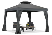 Antracit kerti pavilon függönyökkel Valencia 3x3m Garden Point