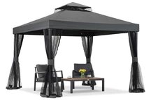 Antracit kerti pavilon szúnyoghálóval Valencia 3x3 m Garden Point