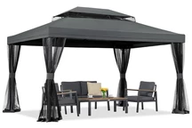 Antracit kerti pavilon szúnyoghálóval Valencia 3x4 m Garden Point